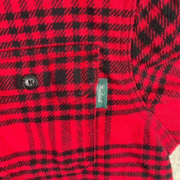 Woolrich Flannel Shirt Mens Medium Red Black Plaid Long Sleeve Button Up Cotton - Picture 8 of 8
